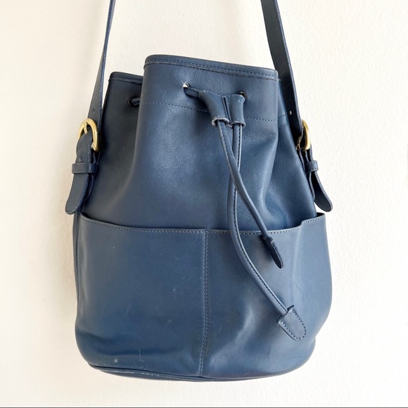 Coach Vintage Midnight Blue Two Pocket Drawstring Shoulder Bag - Picture 2 of 11